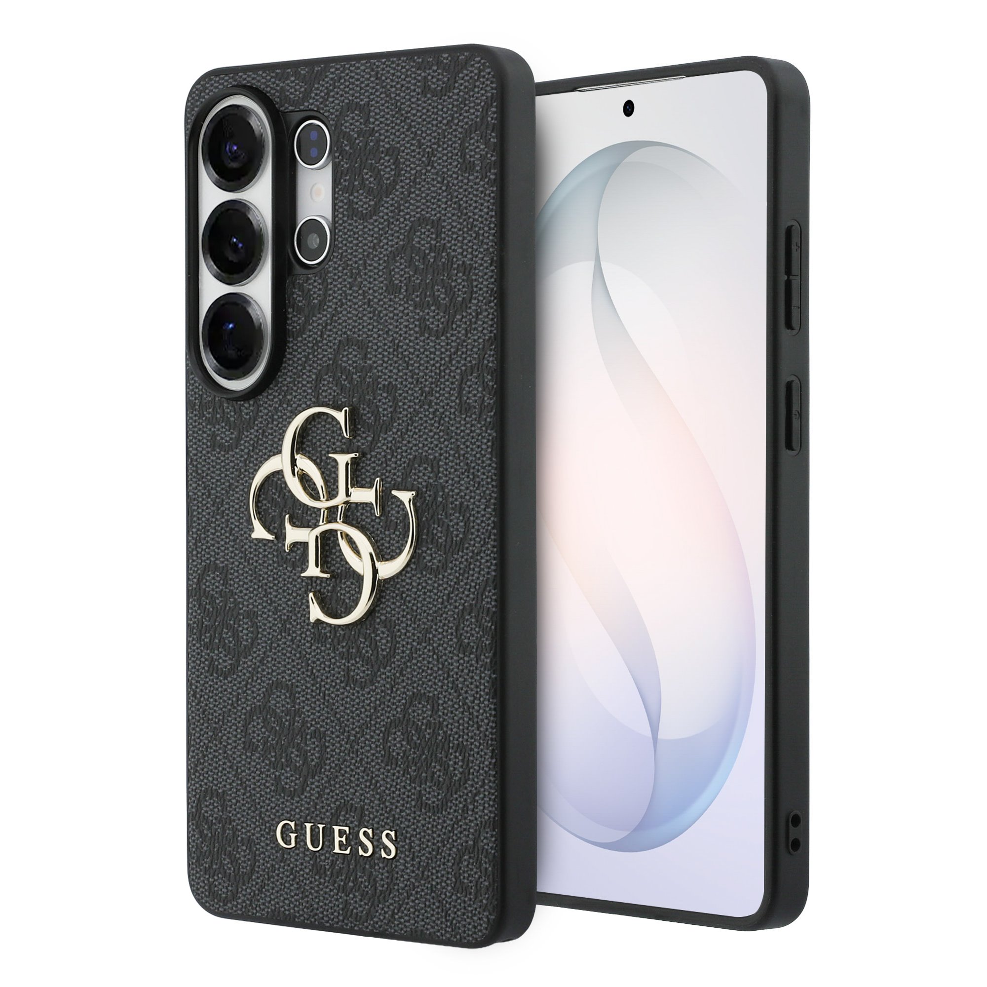 Guess PU deklas Samsung Galaxy S26 Ultra Pilkas originalus Guess deklas su PU tekstura ir metaliniu logotipu, skirtas Samsung Galaxy S26 Ultra