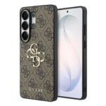 Rudas originalus dėklas su Guess PU 4G metal logotipu, skirtas Samsung Galaxy S26 Ultra