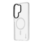 Skaidrus deklas su juodu MagNetix bumper remu virsu ir dideliu apskrito dizaino elementu nugaros