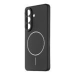 Juodas deklas Samsung Galaxy S26 su triju kameru blokais ir baltu apskritimu ant nugaros