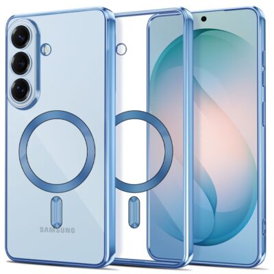 Šviesiai mėlynas skaidrus dėklas Samsung Galaxy S26 Tech-Protect Magflex MagSafe su apvaliu žiedu
