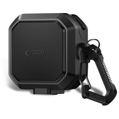 Juodas TECH-PROTECT CARBONOX MAGSAFE dėklas Samsung Galaxy Buds 4 / 4 PRO