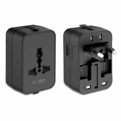 Juodas TECH-PROTECT TA300 TRAVEL ADAPTER EU UK US AU universalus kelioninis adapteris