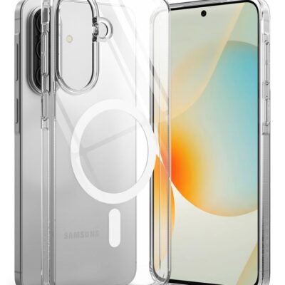 Skaidrus deklas Samsung A57 5G Ringke Fusion Magnetic MagSafe, aiskiai matomas apskritas laikiklis nugaroje