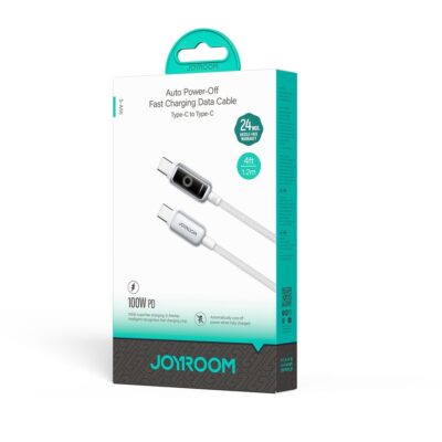Baltas Joyroom S-A55 USB-C i USB-C kabelis 100W 1.2m pakuotes vaizdas