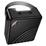 Juoda isorinė baterija Borofone BJ85 su skaitmeniniu ekranu ir įkrovimo uostais