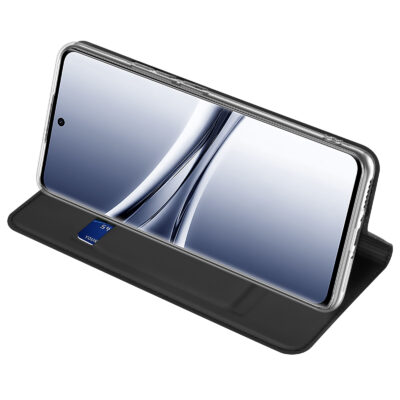 Juodas atverčiamas dėklas Xiaomi Redmi Note 15 4G / Redmi Note 15 5G Dux Ducis Skin Pro, matoma vidinė kortelių kišenė.