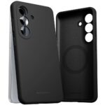 Juodas dėklas Samsung A576 A57 5G Mercury Pure Magsafe Silicon, matomos kamera skylutės ir vidinė magnetinė zona