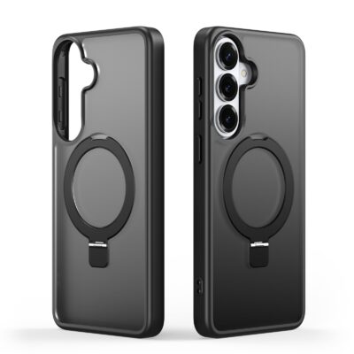 Juodas dėklas Samsung S947 S26 Plus su Dux Ducis Yind Magnetic Stand laikikliu, matomas iš abiejų pusių