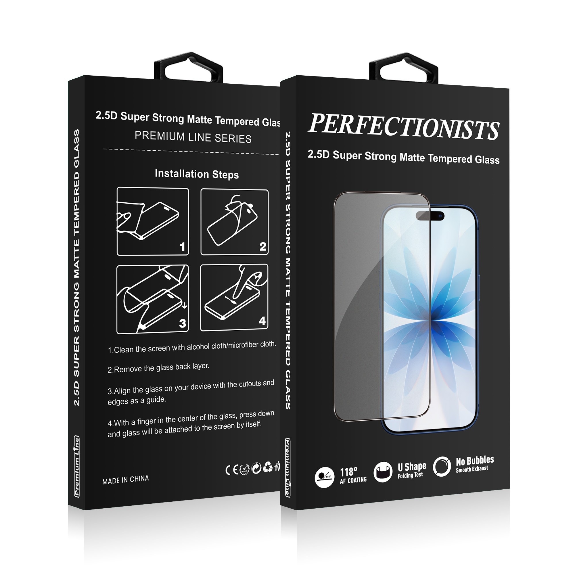 Perfectionists 2.5D Super Strong Matte Tempered Glass Juodas matinis apsauginis stikliukas Apple iPhone 17 Pro Max Perfectionists 2.5D Super Strong Matte