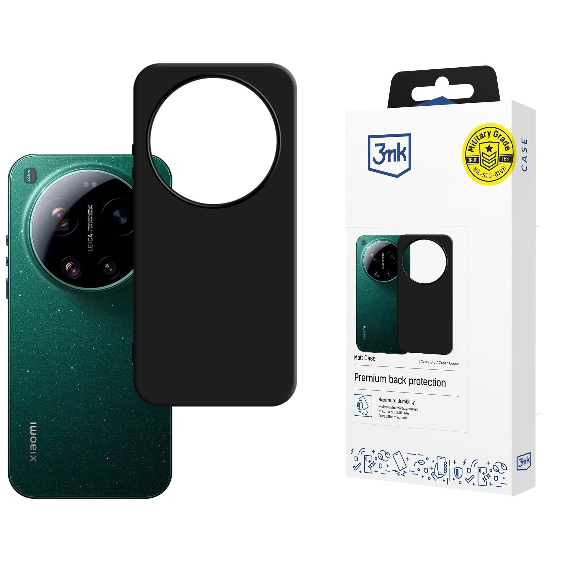 Juodas matinis dėklas Xiaomi 17 Ultra 3MK Matt Juodas matinis dėklas Xiaomi 17 Ultra 3MK Matt su dideliu kameros žiedo įpjovimu