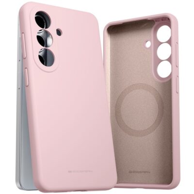 Rozinio smelio spalvos deklas Samsung A576 A57 5G su trimis kameru skylemis