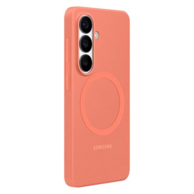 Coral spalvos silikoninis magnetinis dėklas Samsung Galaxy S26 EF-ES942COE, su apvaliu žiedo dizainu ant nugaros