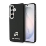 Juodas originalus Karl Lagerfeld deklas is grained PU odos skirtas Samsung Galaxy S26 Plus, matosi kameros modulis.