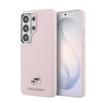 Rozinis Karl Lagerfeld deklas is grudetos PU odos, magnetinis uzsegimas, skirtas Samsung Galaxy S26 Ultra, matomas fotoaparato blokas