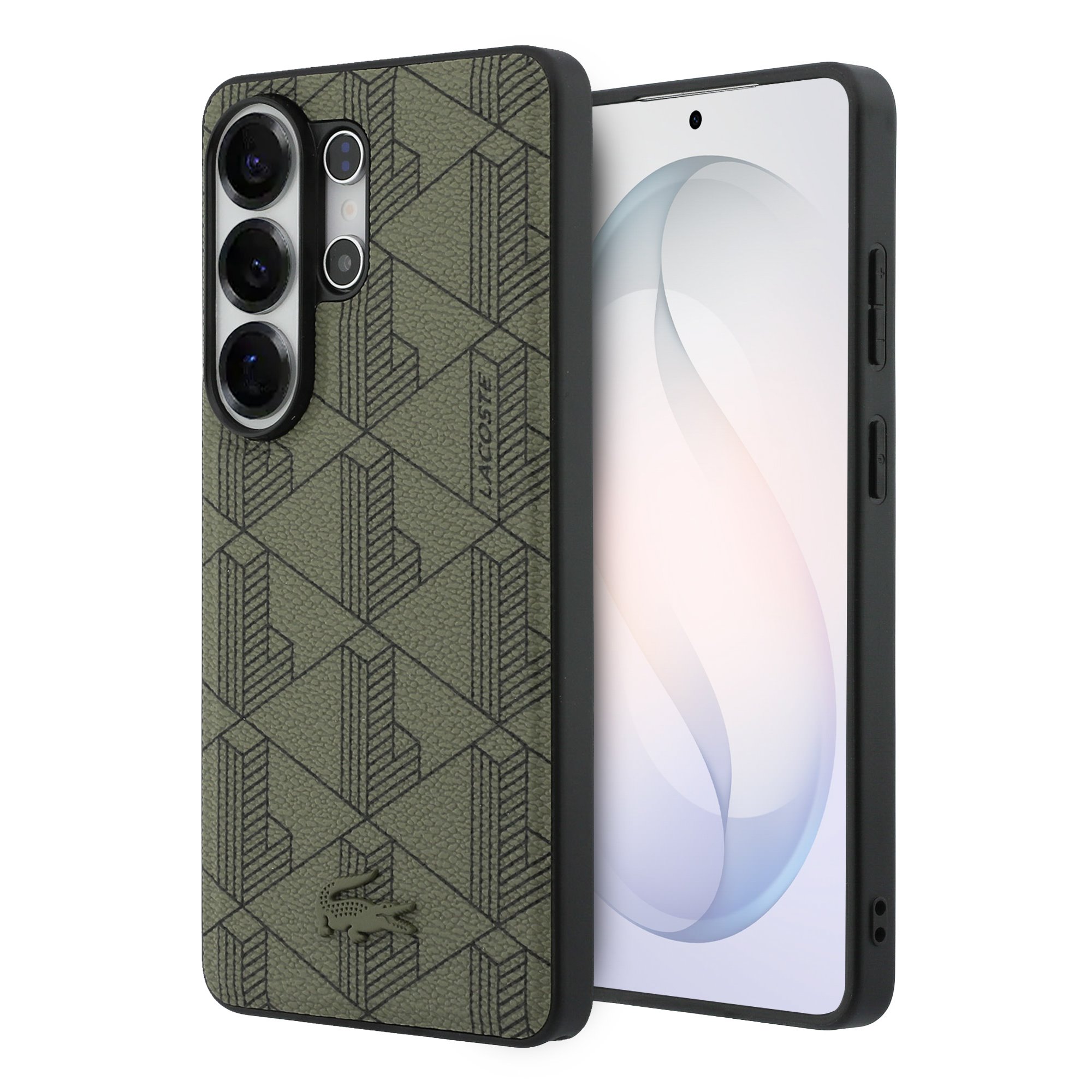 Khaki Lacoste PVC Blend Monogram Magnetic deklas Samsung Galaxy S26 Ultra Khaki Lacoste deklas Samsung Galaxy S26 Ultra su geometriniu monogram raštu