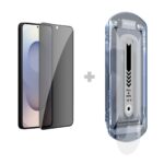 Juodas apsauginis apsauginis ekrano stikliukas Samsung Galaxy S26 Plus su Nillkin Guardian 0.25mm, matomas skaidrus dėklas dešinėje