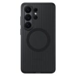 Juodos originalus deklas Samsung Galaxy S26 Ultra Rugged Magnet Cover EF-RS948CBE su vertikaliais grioveliais ir dideliu magnetiniu ratu ant nugaros