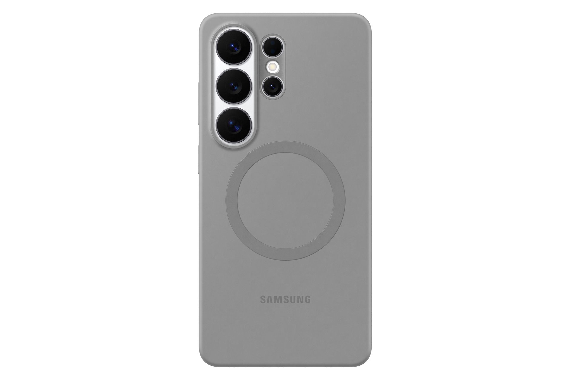 Pilkas originalus dėklas EF-ES948CJE Silicone Magnet telefonui Samsung Galaxy S26 Ultra Pilkos spalvos deklas su magnetiniu laikikliu ir matomu kamerų moduliu
