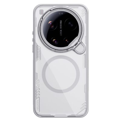 Pilkas dėklas Xiaomi 17 Ultra Nillkin Iceblade Prop Magnetic, skaidrus dėklo dizainas su apvaliu kameros apsaugos rėmu