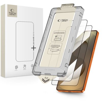 Juodas apsauginis stiklas telefonui Samsung Galaxy S26 Ultra Tech-Protect Quick Set