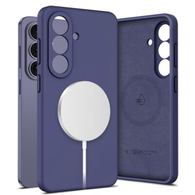 Violetinis dėklas Samsung Galaxy S26 Tech-Protect Silicone MagSafe su MagSafe įkrovimo disku ant nugaros