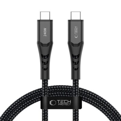 Juodas TECH-PROTECT UB11T ULTRABOOST TYPE-C kabelis su PD 240W QC3.0, 100 cm
