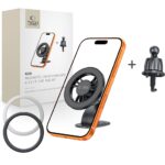 Juodas telefono laikiklis "TECH-PROTECT N56 MAGNETIC MAGSAFE 3M DASHBOARD & VENT CAR MOUNT"