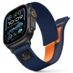 Tamsiai mėlyna-oranžinė apyrankė Apple Watch 8 / 9 / 10 / 11 / SE (44 / 45 / 46 / 49MM) "Tech-Protect Nylon Elite"