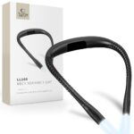 Juoda kaklo skaitomoji lempa TECH-PROTECT LL200 šviesos galva ir lankstus korpus, matoma dėžutė su logotipu