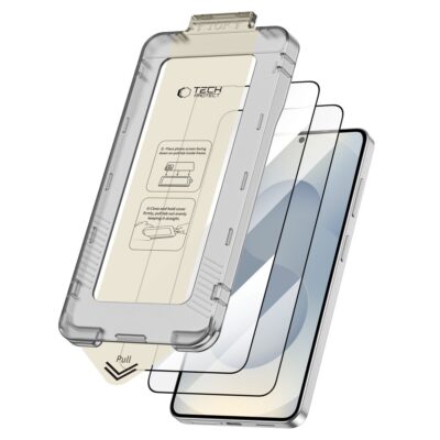 Juodas apsauginis stiklas telefonui Samsung Galaxy S26 Plus Tech-Protect Quick Set +2-Pack