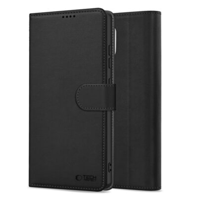 Juodas atverciamas deklas Motorola Moto G57 Power G67 Power Tech-Protect Wallet su uzsegimo juosta