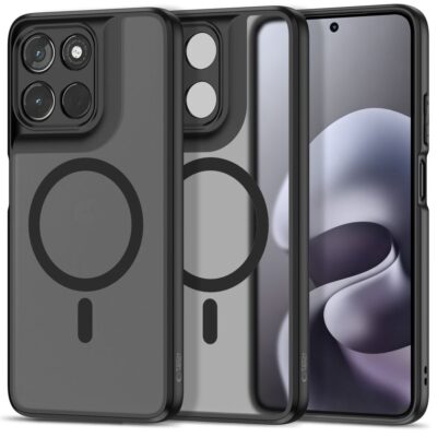 Juodas matinis dėklas MOTOROLA MOTO G57 POWER / G67 POWER su Tech-Protect Magmat Magsafe nugaros magnetinio žiedo dizainu
