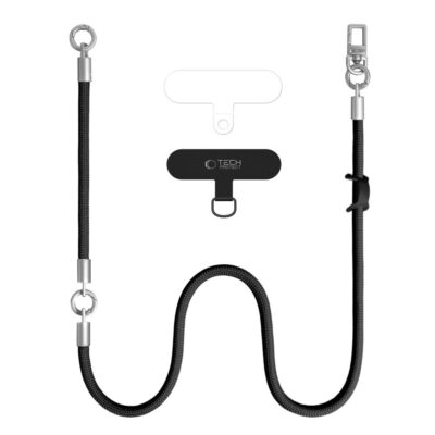 Juodas-titano spalvos dirzelis TECH-PROTECT C10S Rope Crossbody & Wrist su metaliniais galais