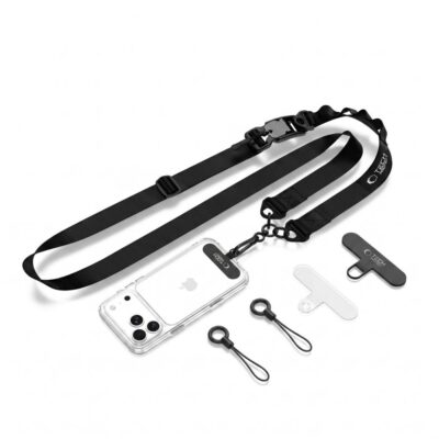 Juodas dirželis TECH-PROTECT C9S ROPE CROSSBODY su laikikliu ir priedais