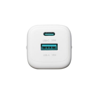 Baltas įkroviklis Joyroom JR-TG7 su USB-C 33W ir USB-A 18W