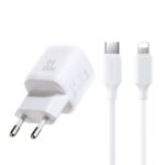 Baltas įkroviklis Joyroom JR-TG7 su USB-C / USB-A ir USB-C iki Lightning kabeliu