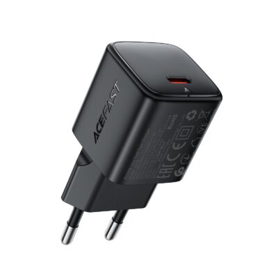 Juodas Acefast A118 30W GaN USB-C įkroviklis