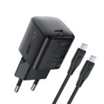 Juodas įkroviklis Acefast A118 30W GaN USB-C + USB-C to USB-C cable 1.2m
