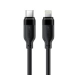 Juodas Acefast C16-01 USB-C iki Lightning kabelis, 1.2 m, du kištukai matomi.
