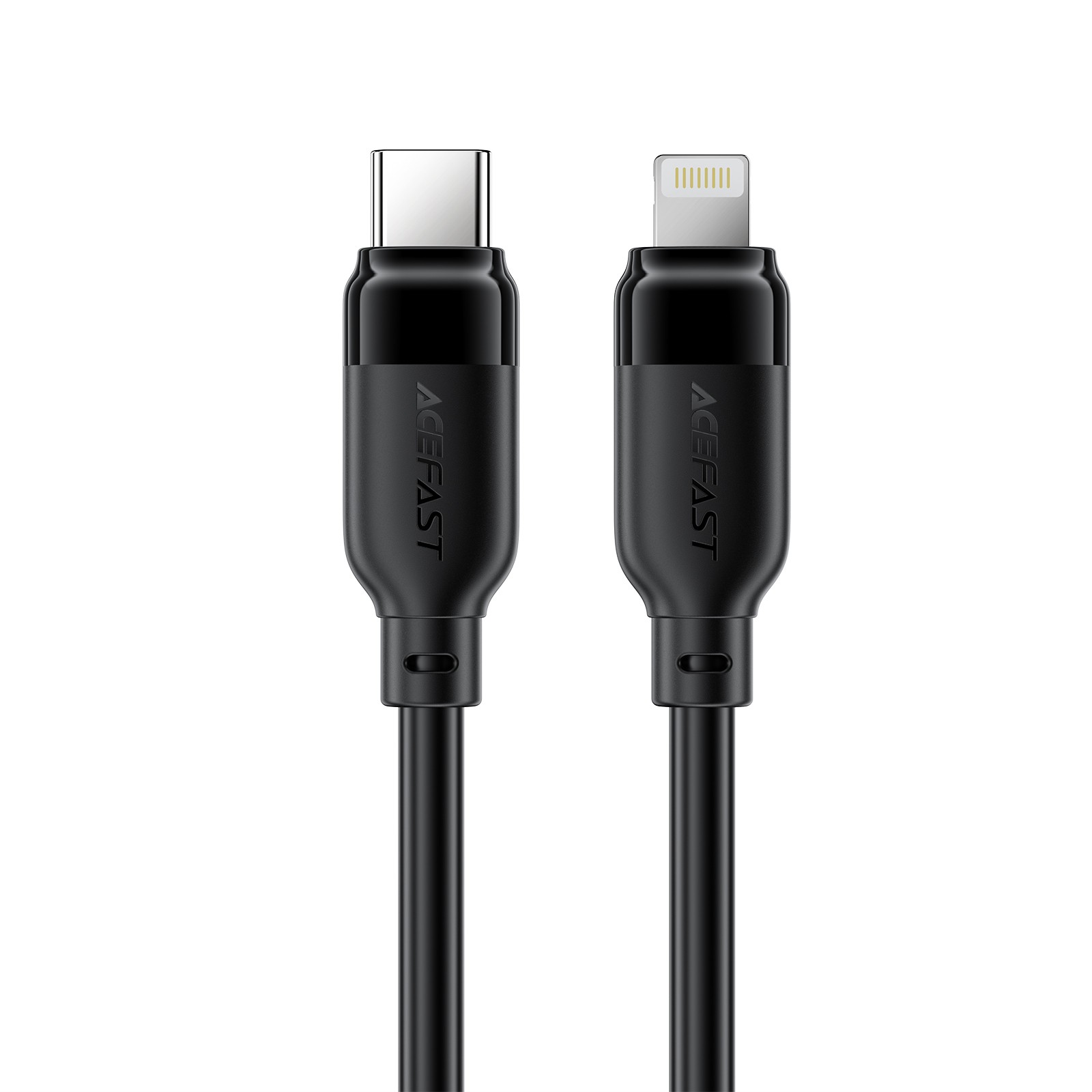 Juodas Acefast C16-01 USB-C iki Lightning kabelis 1.2m Juodas Acefast C16-01 USB-C iki Lightning kabelis, 1.2 m, du kištukai matomi.