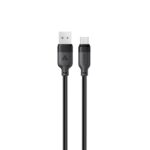 Juodas Acefast C16-04 USB-A į USB-C kabelis su 1,2 m ilgiu