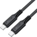 Juodas Acefast C17-03 USB-C iki USB-C kabelis, matomi du kištukai