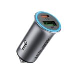 Pilkas Acefast B16 automobilinis ikroviklis su USB-C ir USB-A, 95W.