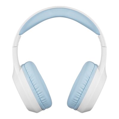 Baltos belaidės ausinės OBAL:ME Calmer Wireless Over-Ear ANC Headphones su šviesiai mėlynomis pagalvėlėmis