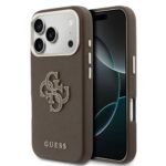 Rudas originalus dėklas Guess PU Resin Logo telefonui Apple Iphone 17 Pro Max