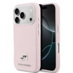 Rausvas originalus dėklas Karl Lagerfeld PU Karl and Choupette Heads Pins MagSafes telefonui Apple Iphone 17 Pro Max