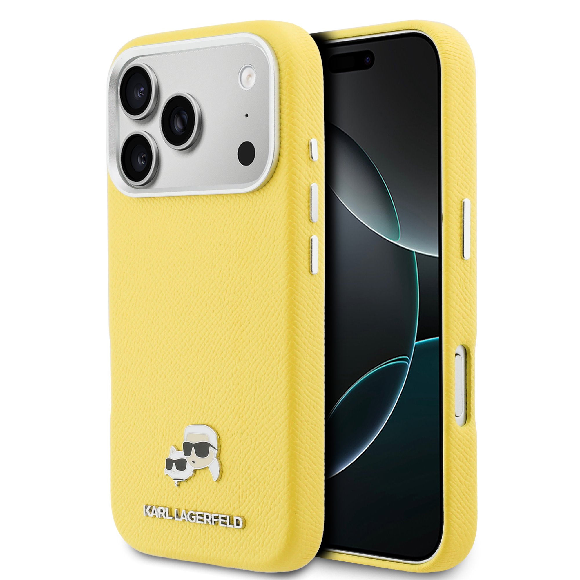 Geltonas originalus dėklas Karl Lagerfeld PU Karl and Choupette Heads Pins MagSafes telefonui Apple Iphone 17 Pro Max Geltonas originalus dėklas Karl Lagerfeld PU Karl and Choupette Heads Pins MagSafes telefonui Apple Iphone 17 Pro Max - Image 1