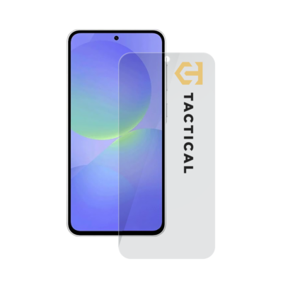 Skaidrus apsauginis stiklas telefonui Samsung Galaxy A37 Tactical Glass Shield 2.5D, matomas ant ekrano.