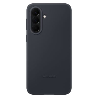 Juodas originalus dėklas Samsung Galaxy A37 EF-PA376CBE Silicone Cover, matomas kameros modulis su apsauginiu rėmu